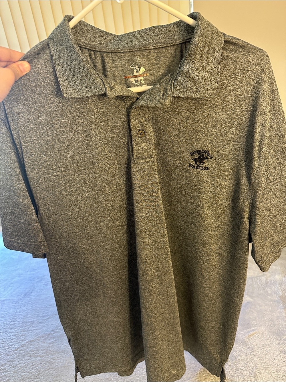 Beverly Hills Polo Club Gray Collard Short Sleeve Polo Shirt with 3 buttons